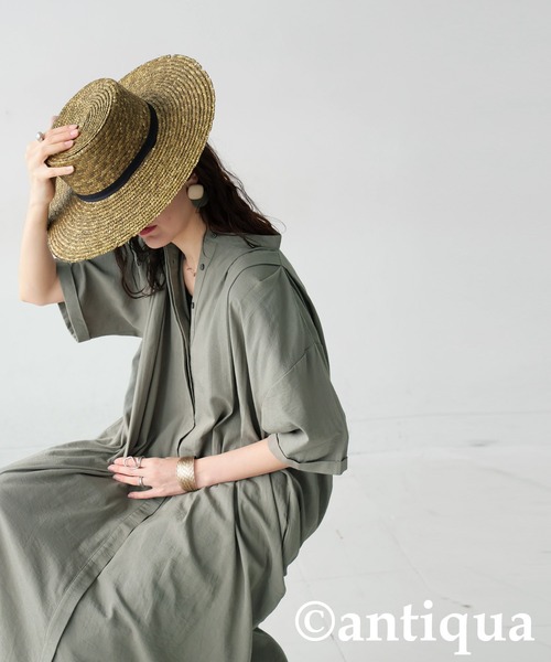 antiqua（アンティカ）の「タックデザインワンピース（ワンピース・レディース・カーキ/ブラック・ONESIZE）」の18枚目の写真