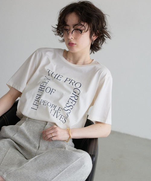 &. NOSTALGIA(アンドドットノスタルジア)の「【ZOZO限定】スーピマコットンプリントTシャツ(Tシャツ/カットソー・レディース・ブラック/ホワイト・M)」の2枚目の写真