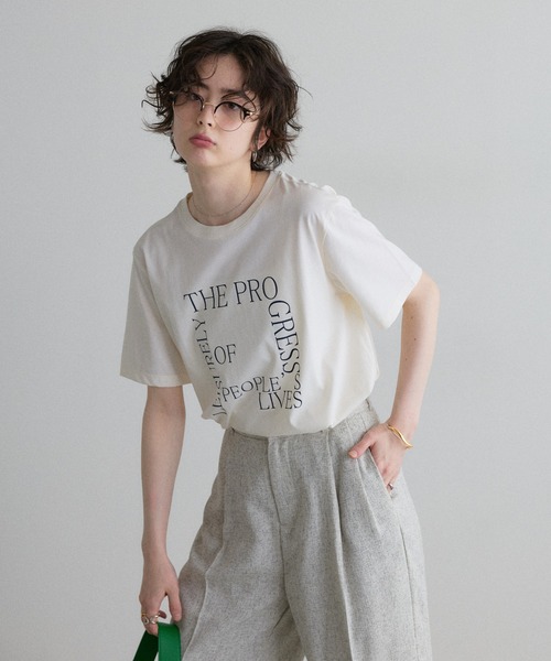 &. NOSTALGIA(アンドドットノスタルジア)の「【ZOZO限定】スーピマコットンプリントTシャツ(Tシャツ/カットソー・レディース・ブラック/ホワイト・M)」の6枚目の写真