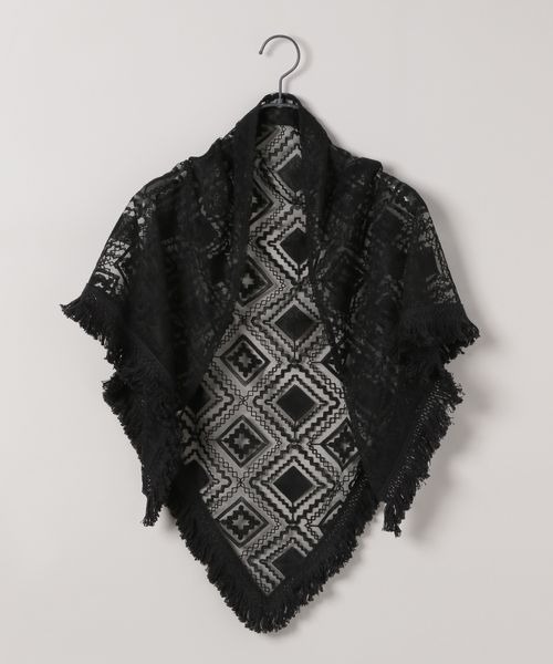 JEANASIS(ジーナシス)の「フリンジレーススカーフ/497071(バンダナ/スカーフ・レディース・ブラック/ホワイト・FREE)」の17枚目の写真