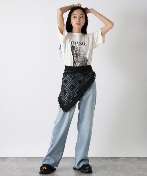 JEANASIS(ジーナシス)の「フリンジレーススカーフ/497071(バンダナ/スカーフ・レディース・ブラック/ホワイト・FREE)」の15枚目の写真