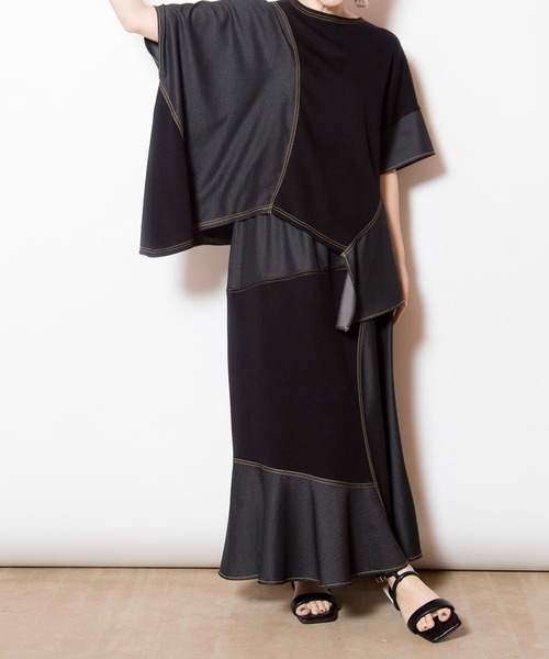 OSMOSIS(オズモーシス)の「切替アシンメトリーTシャツ(Tシャツ/カットソー・レディース・ブラック/ブルー・ONE SIZE)」の18枚目の写真