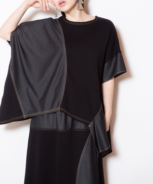 OSMOSIS(オズモーシス)の「切替アシンメトリーTシャツ(Tシャツ/カットソー・レディース・ブラック/ブルー・ONE SIZE)」の13枚目の写真