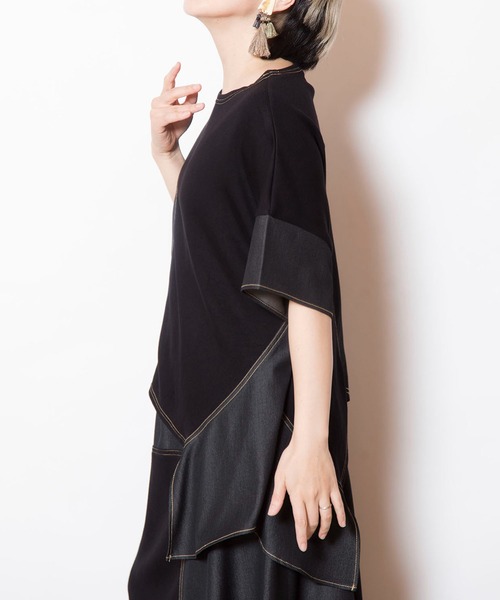 OSMOSIS(オズモーシス)の「切替アシンメトリーTシャツ(Tシャツ/カットソー・レディース・ブラック/ブルー・ONE SIZE)」の12枚目の写真