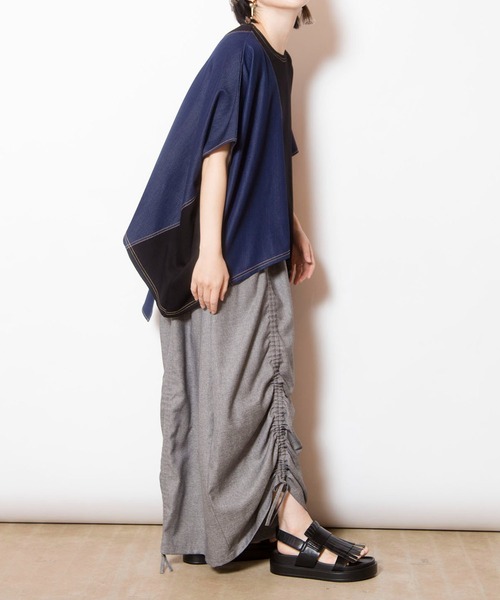 OSMOSIS(オズモーシス)の「切替アシンメトリーTシャツ(Tシャツ/カットソー・レディース・ブラック/ブルー・ONE SIZE)」の8枚目の写真