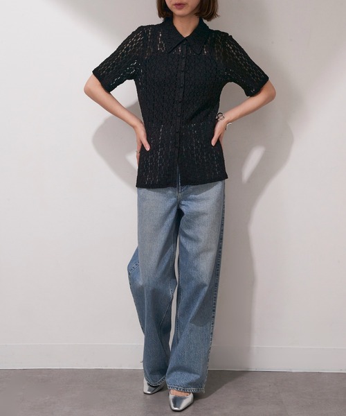 MAISON BREEZE reveur(メゾンブリーズレヴール)の「【MAISON BREEZE reveur】カットレース襟付き半袖トップス DTK(シャツ/ブラウス・レディース・アイボリー/ブラック・FREE)」の12枚目の写真