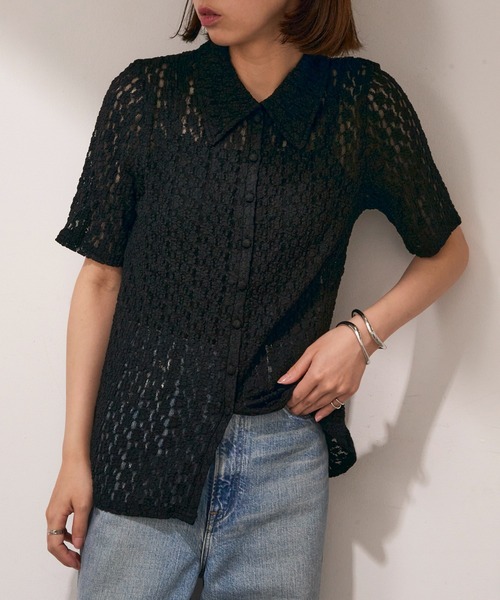 MAISON BREEZE reveur(メゾンブリーズレヴール)の「【MAISON BREEZE reveur】カットレース襟付き半袖トップス DTK(シャツ/ブラウス・レディース・アイボリー/ブラック・FREE)」の9枚目の写真