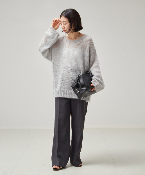 追加》モヘヤMIXスパンコールプルオーバー（ニット/セーター