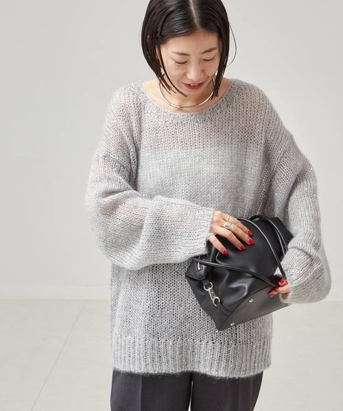 journal standard L'essage（ジャーナルスタンダードレサージュ）の「《追加》モヘヤMIXスパンコールプルオーバー（ニット/セーター・レディース・チャコールグレー/グレー/ベージュ・FREE）」の11枚目の写真