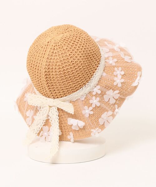 TONE SELECT GOODS(トーンセレクトグッズ)の「pur chouchou/チュール フラワー リボン 麦わら帽子 P4487(ハット・レディース・ベージュ/ブラウン・FREE)」の5枚目の写真