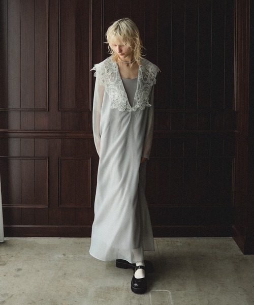 et.UNiVER（エトユニベール）の「Big collar A-line dress（ドレス・レディース・ベージュ/ブラック/グレー・LARGE/MEDIUM/SMALL）」の17枚目の写真