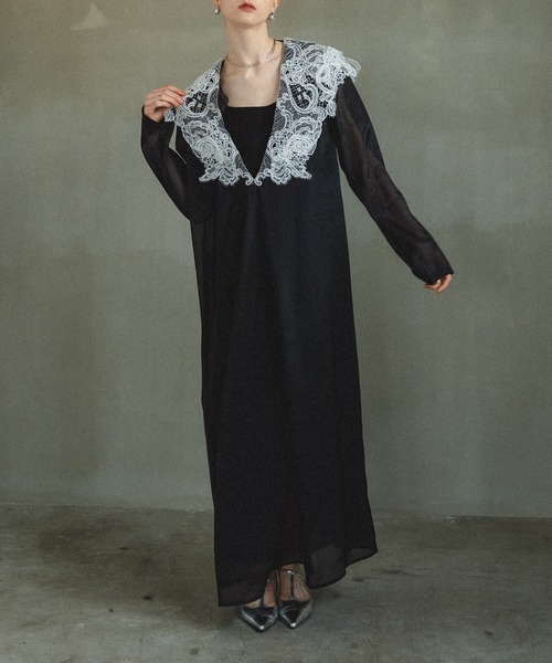 スーツ・フォーマル・ドレス et.UNIVER Big collar A-line dress Big collar A-line dress（ドレス）｜et.UNiVER（エトユニベール