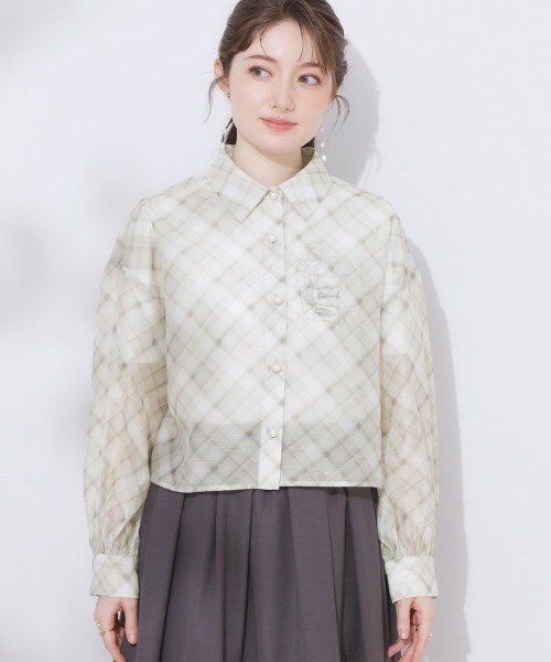 couture brooch(クチュールブローチ)の「【洗える・秋まで使える】パール調ボタンシアーシャツ(シャツ/ブラウス・レディース・ベージュ系その他4/グレー/ブラック/アイボリー・38/42)」の6枚目の写真