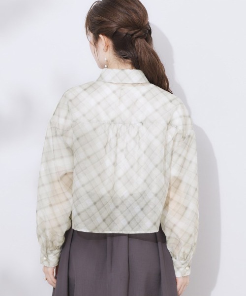 couture brooch(クチュールブローチ)の「【洗える・秋まで使える】パール調ボタンシアーシャツ(シャツ/ブラウス・レディース・ベージュ系その他4/グレー/ブラック/アイボリー・38/42)」の8枚目の写真
