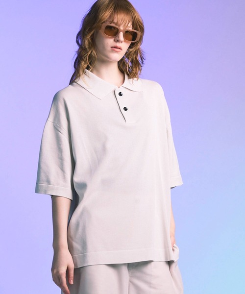 UNISEX》Lonfresh Prime-Over Crew Neck Knit Polo Shirt/ロン