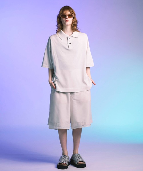 UNISEX》Lonfresh Prime-Over Crew Neck Knit Polo Shirt/ロン