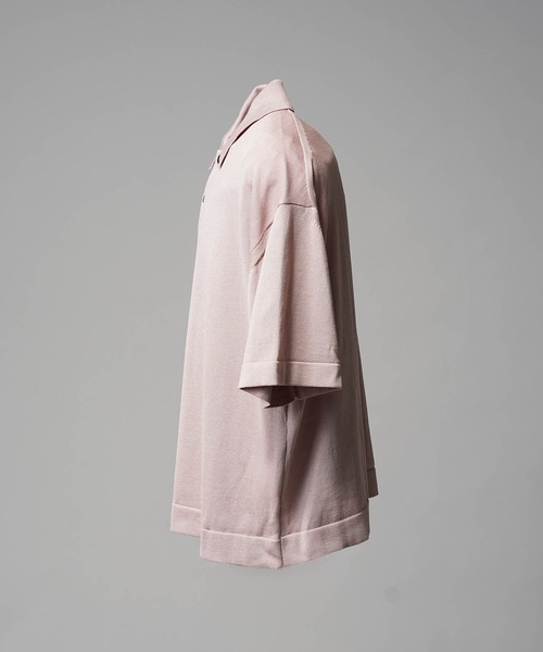 MAISON SPECIAL（メゾンスペシャル）の「《UNISEX》Lonfresh Prime-Over Crew Neck Knit Polo Shirt/ロンフレッシュプライムオーバークルーネックニットポロシャツ【MAISON SPECIAL/メゾンスペシャル】（ポロシャツ・メンズ・ブラック/ライトグレー/バーガンディー/サーモンピンク・1/2）」の7枚目の写真