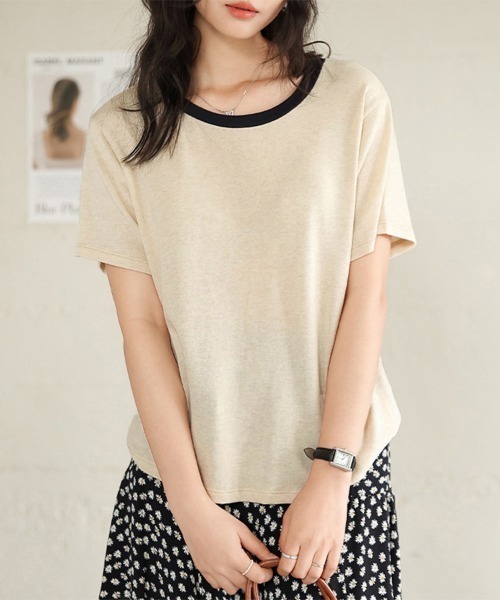 Doux Belle(ドゥーベル)の「ラウンドネックベーシックTシャツ(Tシャツ/カットソー・レディース・オフホワイト/グレー/ホワイト/ベージュ/ネイビー・MEDIUM)」の12枚目の写真