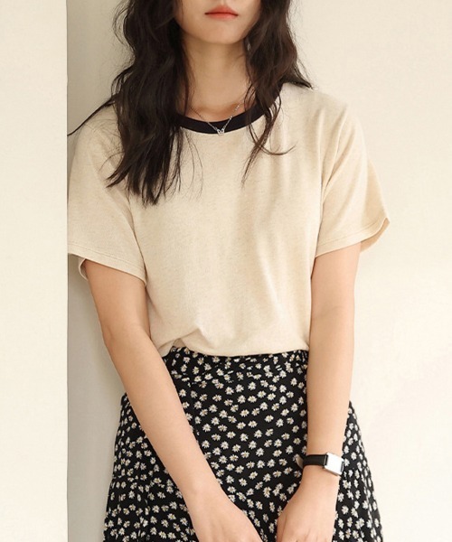 Doux Belle(ドゥーベル)の「ラウンドネックベーシックTシャツ(Tシャツ/カットソー・レディース・オフホワイト/グレー/ホワイト/ベージュ/ネイビー・MEDIUM)」の13枚目の写真