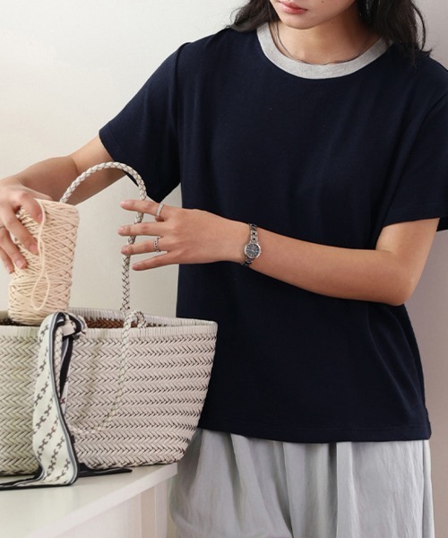 Doux Belle(ドゥーベル)の「ラウンドネックベーシックTシャツ(Tシャツ/カットソー・レディース・オフホワイト/グレー/ホワイト/ベージュ/ネイビー・MEDIUM)」の19枚目の写真