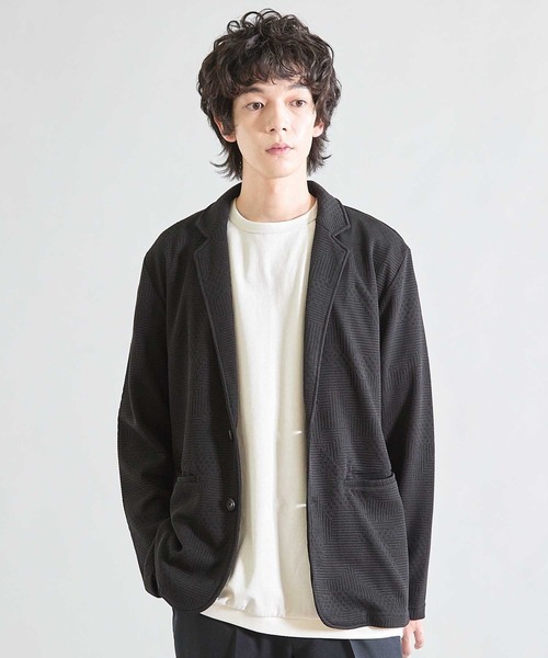UNION STATION（ユニオンステーション）の「ニットライクジャガードジャケット（テーラードジャケット・メンズ・グレー/ブラック/ネイビー・S/M/L/LL）」の2枚目の写真