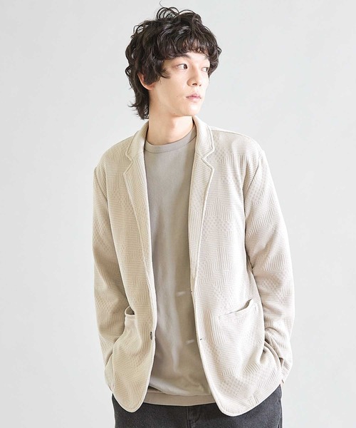 UNION STATION（ユニオンステーション）の「ニットライクジャガードジャケット（テーラードジャケット・メンズ・グレー/ブラック/ネイビー・S/M/L/LL）」の4枚目の写真