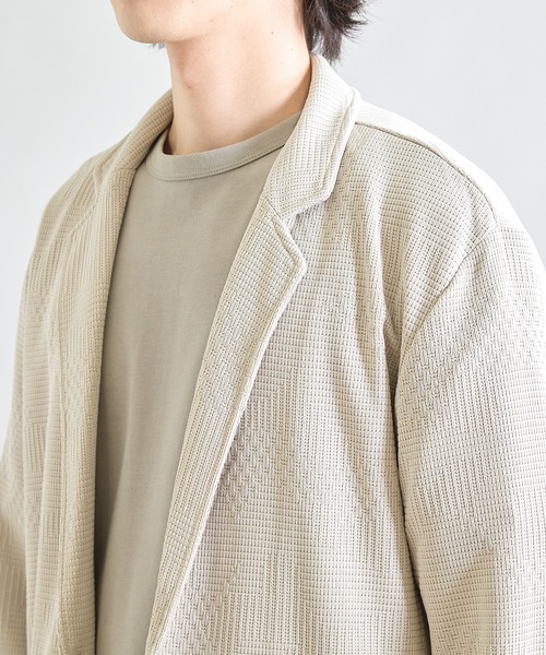 UNION STATION（ユニオンステーション）の「ニットライクジャガードジャケット（テーラードジャケット・メンズ・グレー/ブラック/ネイビー・S/M/L/LL）」の7枚目の写真