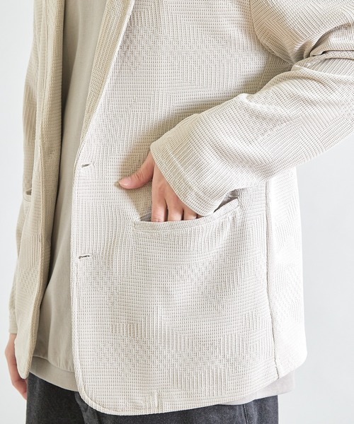 UNION STATION（ユニオンステーション）の「ニットライクジャガードジャケット（テーラードジャケット・メンズ・グレー/ブラック/ネイビー・S/M/L/LL）」の8枚目の写真