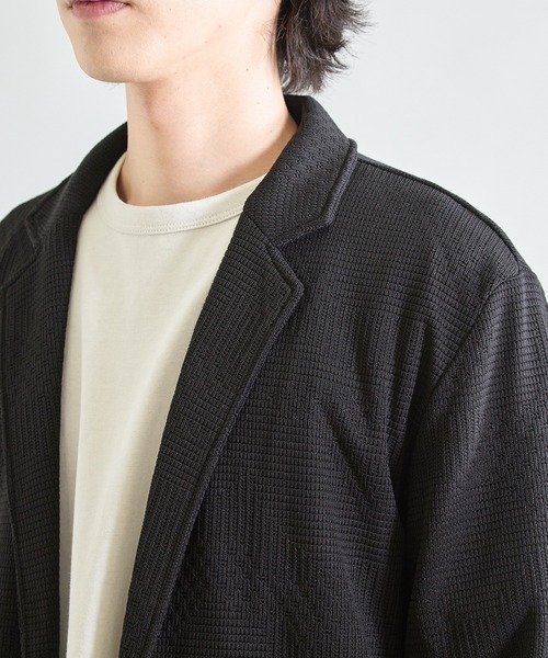 UNION STATION（ユニオンステーション）の「ニットライクジャガードジャケット（テーラードジャケット・メンズ・グレー/ブラック/ネイビー・S/M/L/LL）」の14枚目の写真