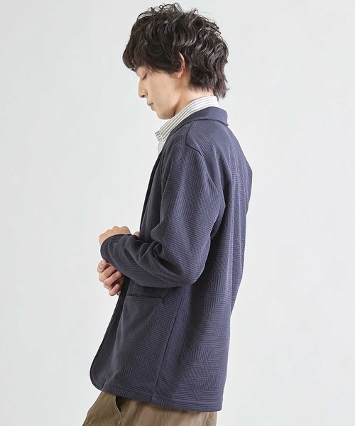UNION STATION（ユニオンステーション）の「ニットライクジャガードジャケット（テーラードジャケット・メンズ・グレー/ブラック/ネイビー・S/M/L/LL）」の17枚目の写真