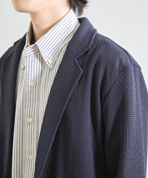 UNION STATION（ユニオンステーション）の「ニットライクジャガードジャケット（テーラードジャケット・メンズ・グレー/ブラック/ネイビー・S/M/L/LL）」の19枚目の写真