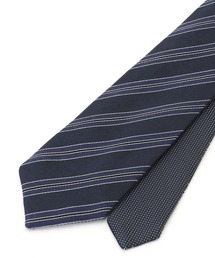 MONSIEUR NICOLE | ストライプ/ピンドット リバーシブルネクタイ(ネクタイ)