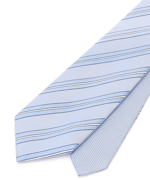 MONSIEUR NICOLE（ムッシュニコル）の「ストライプ/ピンドット リバーシブルネクタイ（ネクタイ・メンズ・ブラック/サックスブルー/ホワイト/ネイビー・FREE）」の4枚目の写真