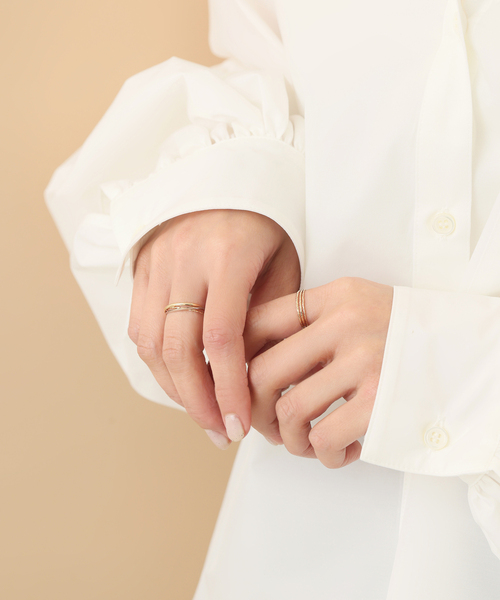 Spick & Span Lilas k10 テクスチャー 3本ピンキーリング テクスチャー3本リング K10（リング）｜Lilas（リラ）の通販