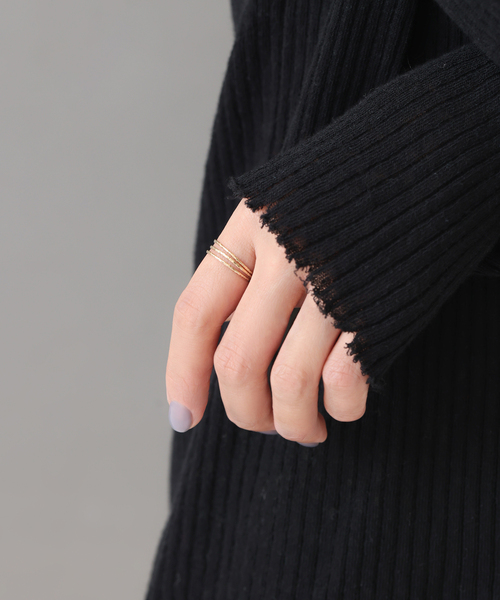 テクスチャー3本リング K10（リング）｜Lilas（リラ）のファッション