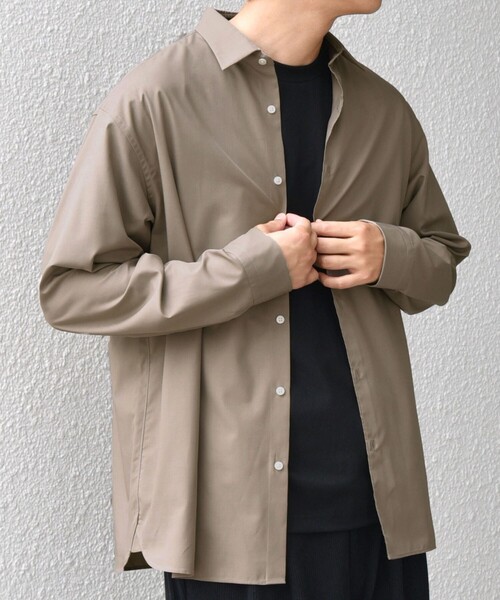SHIPS any（シップス エニィ）の「LIM BLESS ソリッド/ストライプ レギュラーカラー シャツ(セットアップ対応)◇（シャツ/ブラウス・メンズ・ネイビー/カーキ/ホワイト/チャコールグレー/ダークグレー/グレー/ダークネイビー/コバルトブルー・LARGE/X-LARGE/SMALL/MEDIUM）」の5枚目の写真