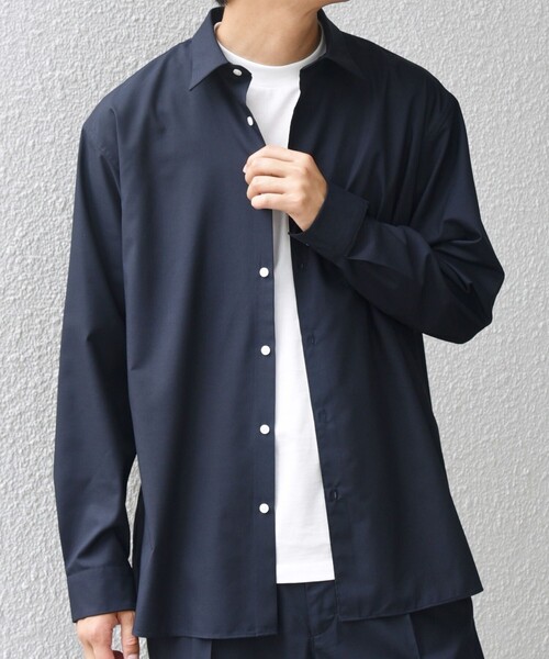 SHIPS any（シップス エニィ）の「LIM BLESS ソリッド/ストライプ レギュラーカラー シャツ(セットアップ対応)◇（シャツ/ブラウス・メンズ・ネイビー/カーキ/ホワイト/チャコールグレー/ダークグレー/グレー/ダークネイビー/コバルトブルー・LARGE/X-LARGE/SMALL/MEDIUM）」の22枚目の写真