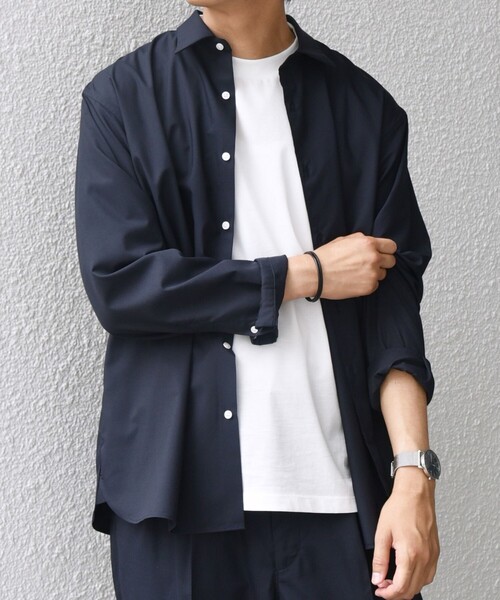 SHIPS any（シップス エニィ）の「LIM BLESS ソリッド/ストライプ レギュラーカラー シャツ(セットアップ対応)◇（シャツ/ブラウス・メンズ・ネイビー/カーキ/ホワイト/チャコールグレー/ダークグレー/グレー/ダークネイビー/コバルトブルー・LARGE/X-LARGE/SMALL/MEDIUM）」の20枚目の写真