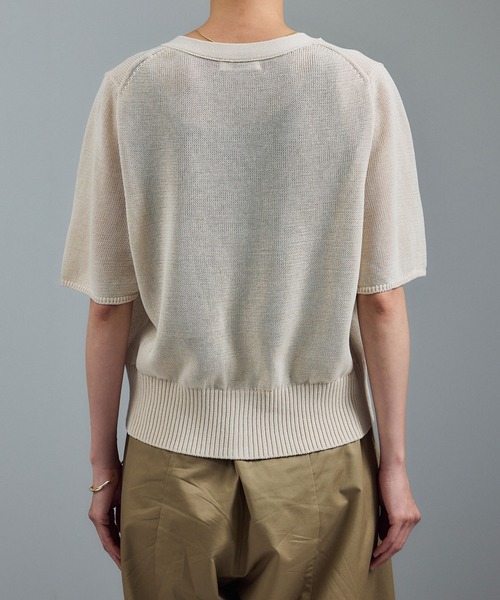 SALON adam et rope'（サロン アダム エ ロペ）の「ドライコットンハーフスリーブメタルボタンカーディガン（カーディガン/ボレロ・レディース・ブラック/オフホワイト/キャメル・FREE）」の19枚目の写真