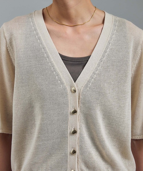 SALON adam et rope'（サロン アダム エ ロペ）の「ドライコットンハーフスリーブメタルボタンカーディガン（カーディガン/ボレロ・レディース・ブラック/オフホワイト/キャメル・FREE）」の20枚目の写真