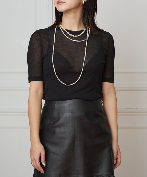 IENA LA BOUCLE（イエナラブークル）の「《追加2》IENA LA BOUCLE 水撚りガスフライス半袖プルオーバー（Tシャツ/カットソー・レディース・ブラック/ピンク・FREE）」の6枚目の写真