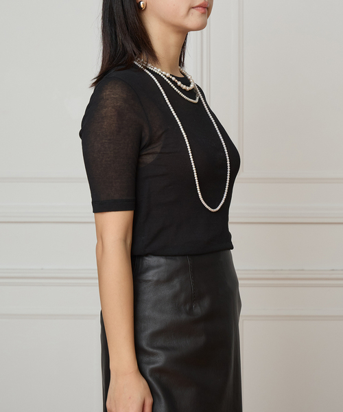 IENA LA BOUCLE（イエナラブークル）の「《追加2》IENA LA BOUCLE 水撚りガスフライス半袖プルオーバー（Tシャツ/カットソー・レディース・ブラック/ピンク・FREE）」の9枚目の写真