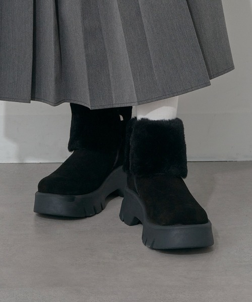 MOHI(モヒ)の「【MOHI】ファー付きムートンブーツ AFELPADO/R.MUTON GU1-3941211-AF-MU(ブーツ・レディース・キャメル/ブラック・38/36/37)」の15枚目の写真