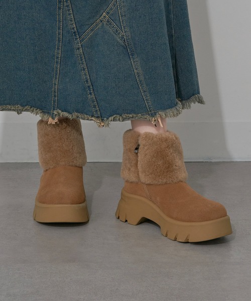 MOHI(モヒ)の「【MOHI】ファー付きムートンブーツ AFELPADO/R.MUTON GU1-3941211-AF-MU(ブーツ・レディース・キャメル/ブラック・38/36/37)」の8枚目の写真