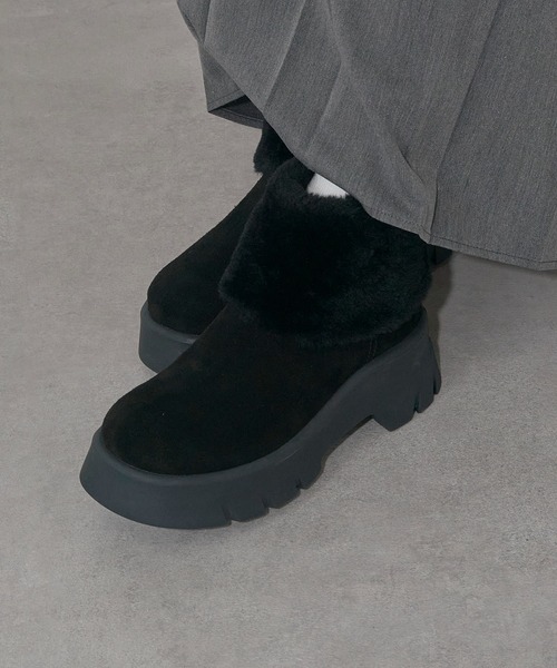 MOHI(モヒ)の「【MOHI】ファー付きムートンブーツ AFELPADO/R.MUTON GU1-3941211-AF-MU(ブーツ・レディース・キャメル/ブラック・38/36/37)」の19枚目の写真