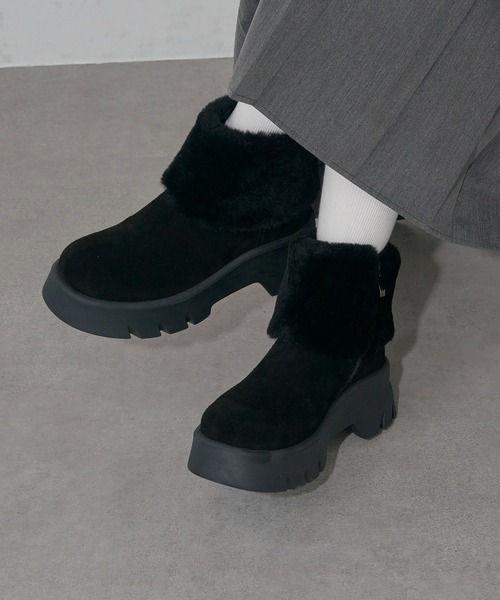 MOHI(モヒ)の「【MOHI】ファー付きムートンブーツ AFELPADO/R.MUTON GU1-3941211-AF-MU(ブーツ・レディース・キャメル/ブラック・38/36/37)」の17枚目の写真