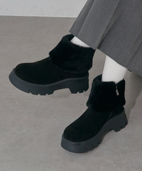 MOHI(モヒ)の「【MOHI】ファー付きムートンブーツ AFELPADO/R.MUTON GU1-3941211-AF-MU(ブーツ・レディース・キャメル/ブラック・38/36/37)」の18枚目の写真