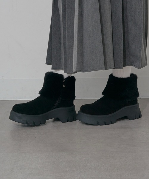 MOHI(モヒ)の「【MOHI】ファー付きムートンブーツ AFELPADO/R.MUTON GU1-3941211-AF-MU(ブーツ・レディース・キャメル/ブラック・38/36/37)」の20枚目の写真