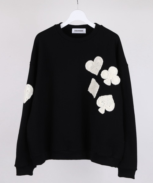 DISCOVERED(ディスカバード)の「DISCOVERED PLAYCARD CROCHET MOTIF SWEAT(スウェット・メンズ・ブラック/グレー・1/3)」の9枚目の写真