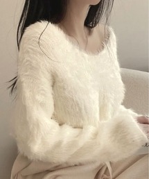一目惚れするふんわり感、シャギーニット。Vネック ジャギー ニット